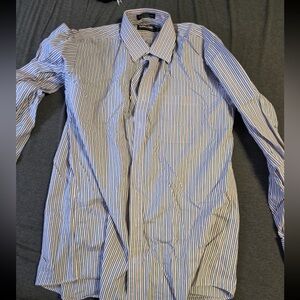 Kirkland Signature Men's Blue, Pink, and White Dress Shirt